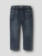 NAME IT Ryan Slim Sweat Jeans in Blue Denim angled view