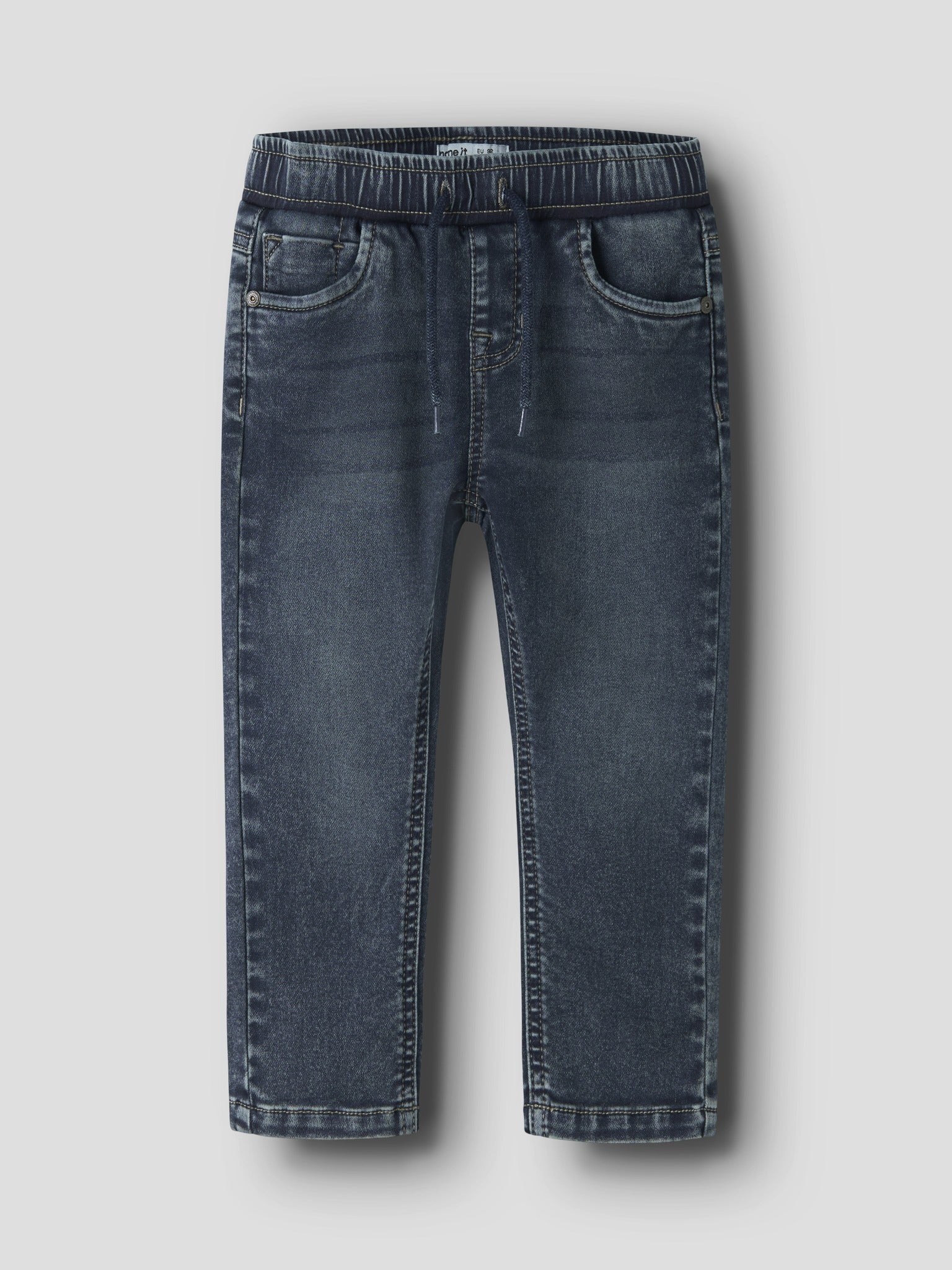 NAME IT Ryan Slim Sweat Jeans in Blue Denim angled view