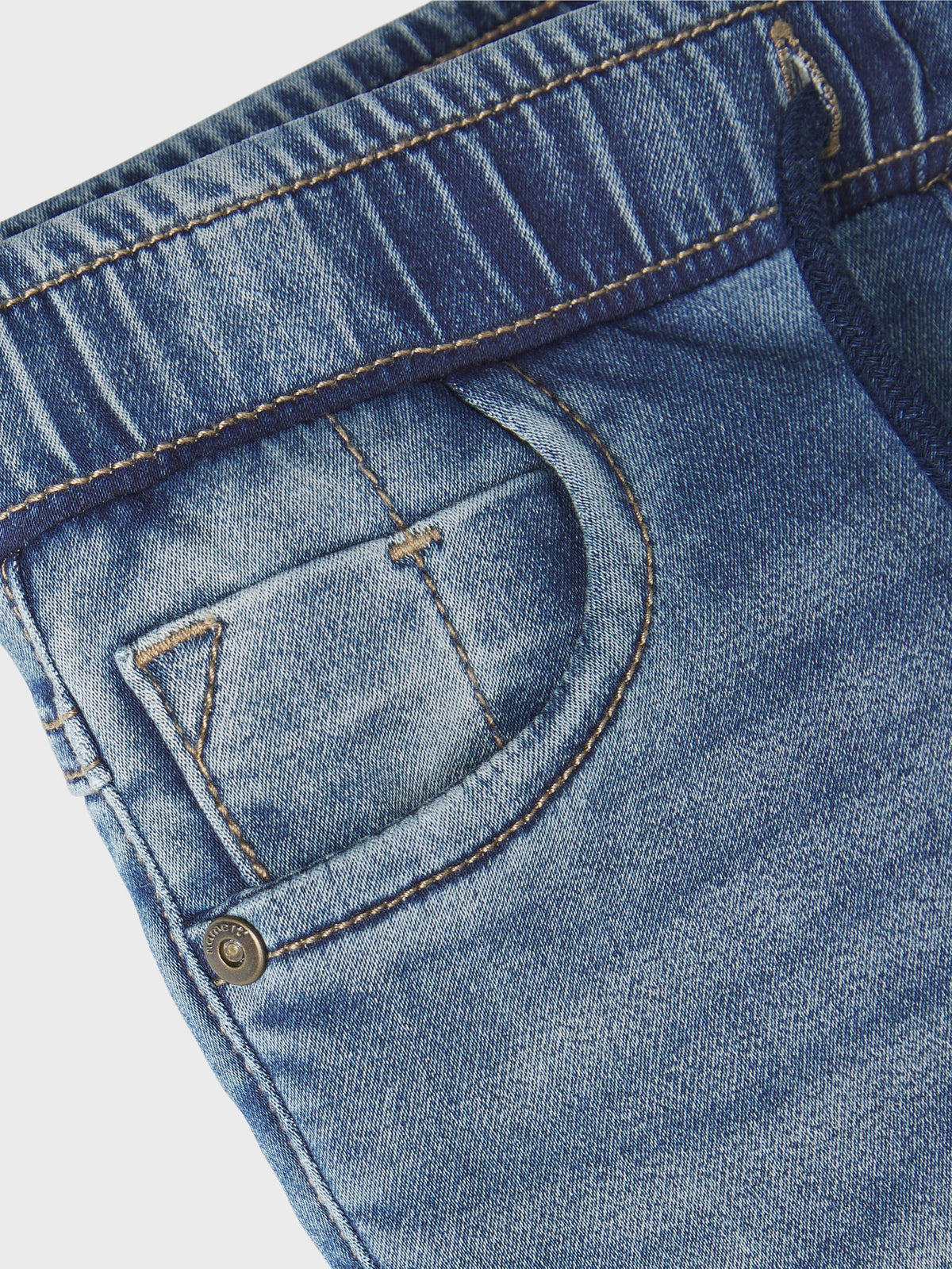 NAME IT Robin Thayers Regular Fit Sweatshirt Trousers in Medium Blue Denim pocket detail
