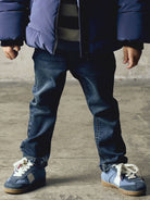 NAME IT Ryan Slim Sweat Jeans in Blue Denim lifestyle model view