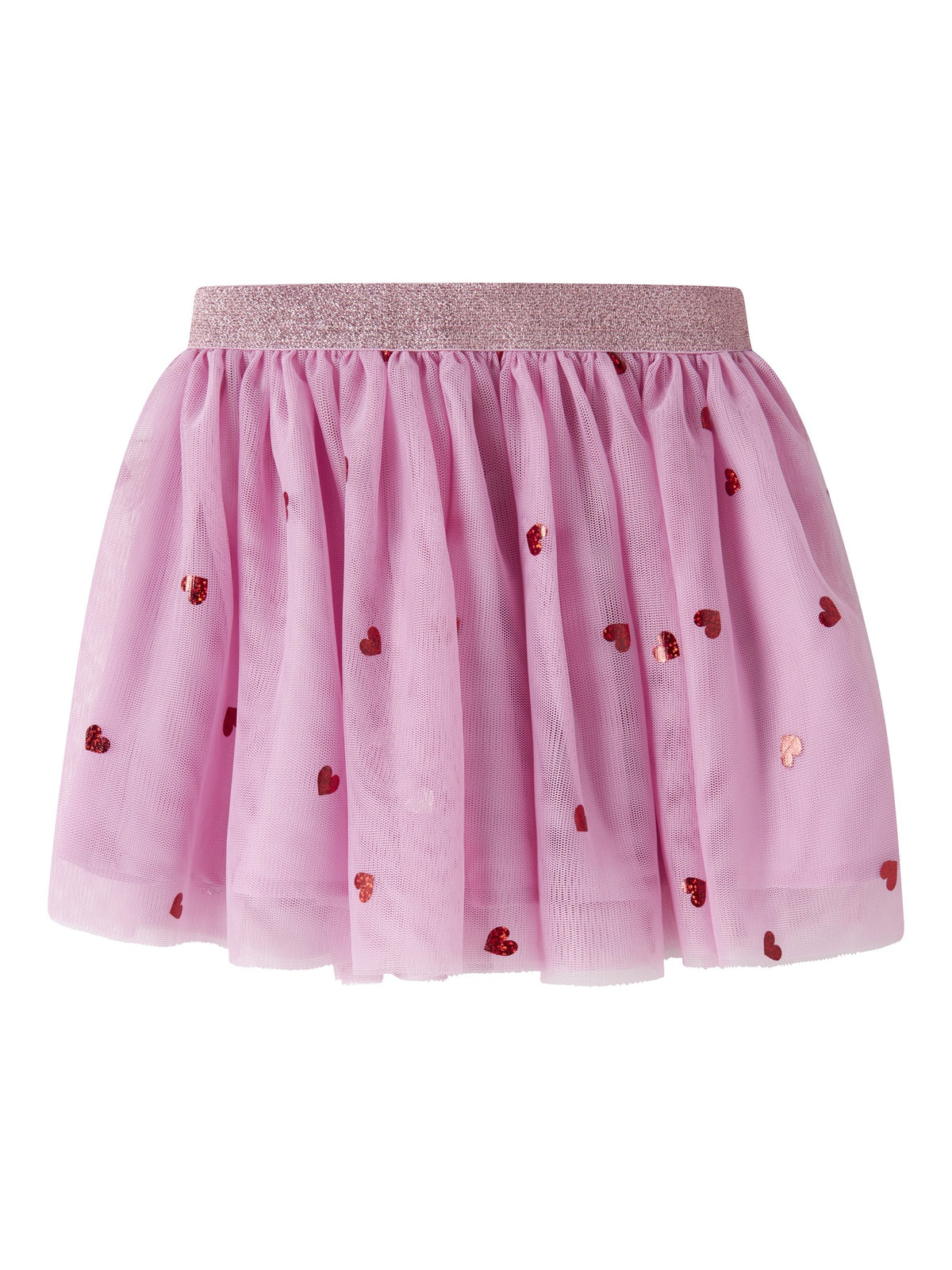 NAME IT Vabos Skirt in Full Blooming Pink Small Heart front view