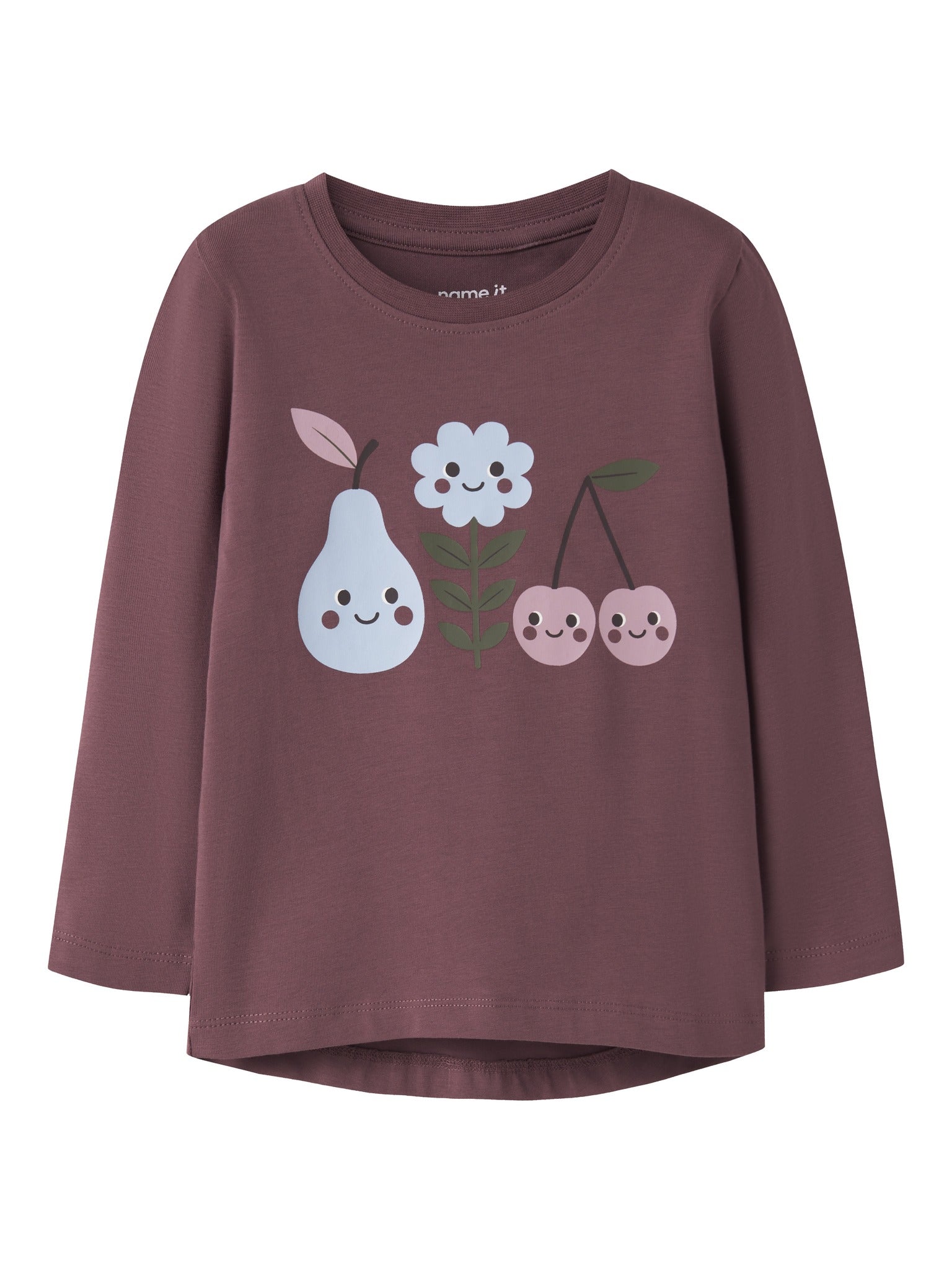 NAME IT Vix Long Sleeve Top in Wild Ginger Fruits front view