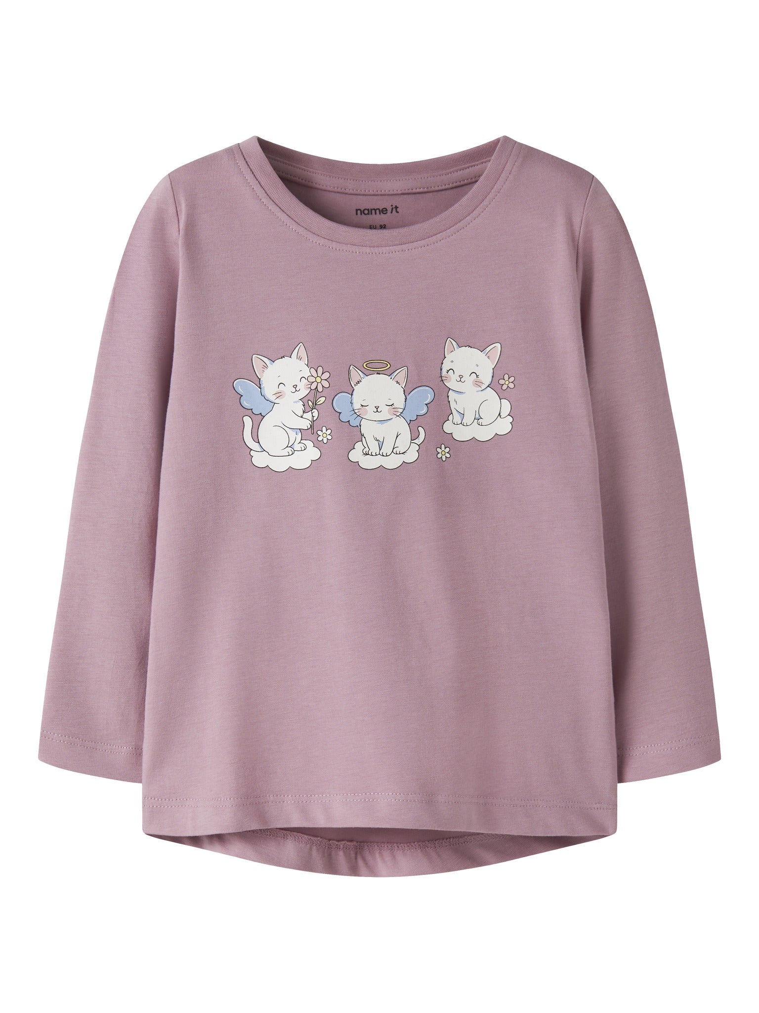 NAME IT Vix Long Sleeve Top in Lilas Cats front view