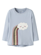 NAME IT Vix Long Sleeve Top in Subdued Blue Cloud front view