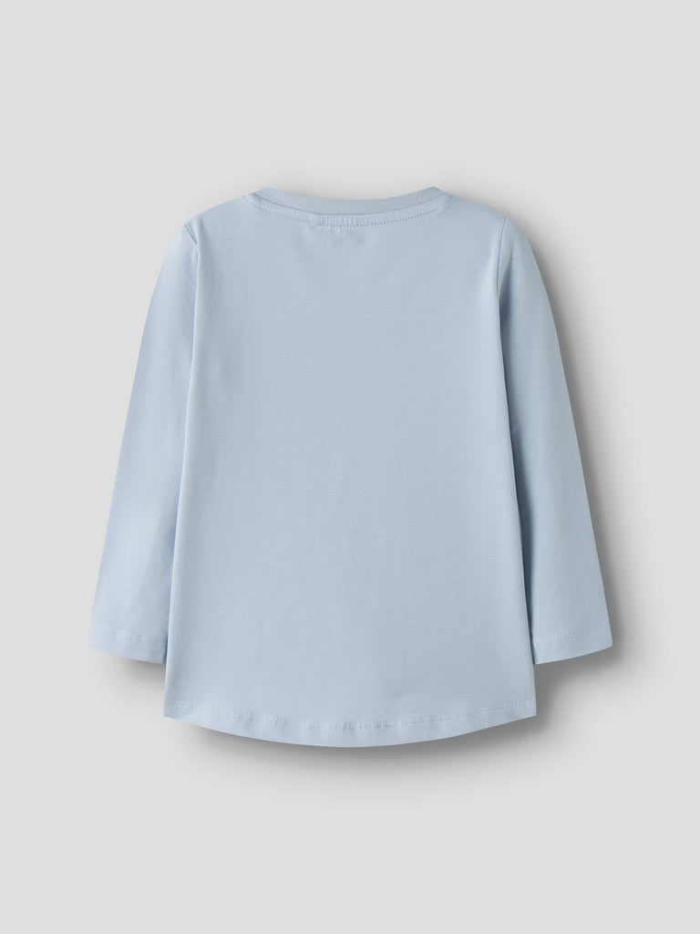 NAME IT Vix Long Sleeve Top in Subdued Blue back view