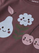 NAME IT Vix Long Sleeve Top in Wild Ginger Fruits printed motif