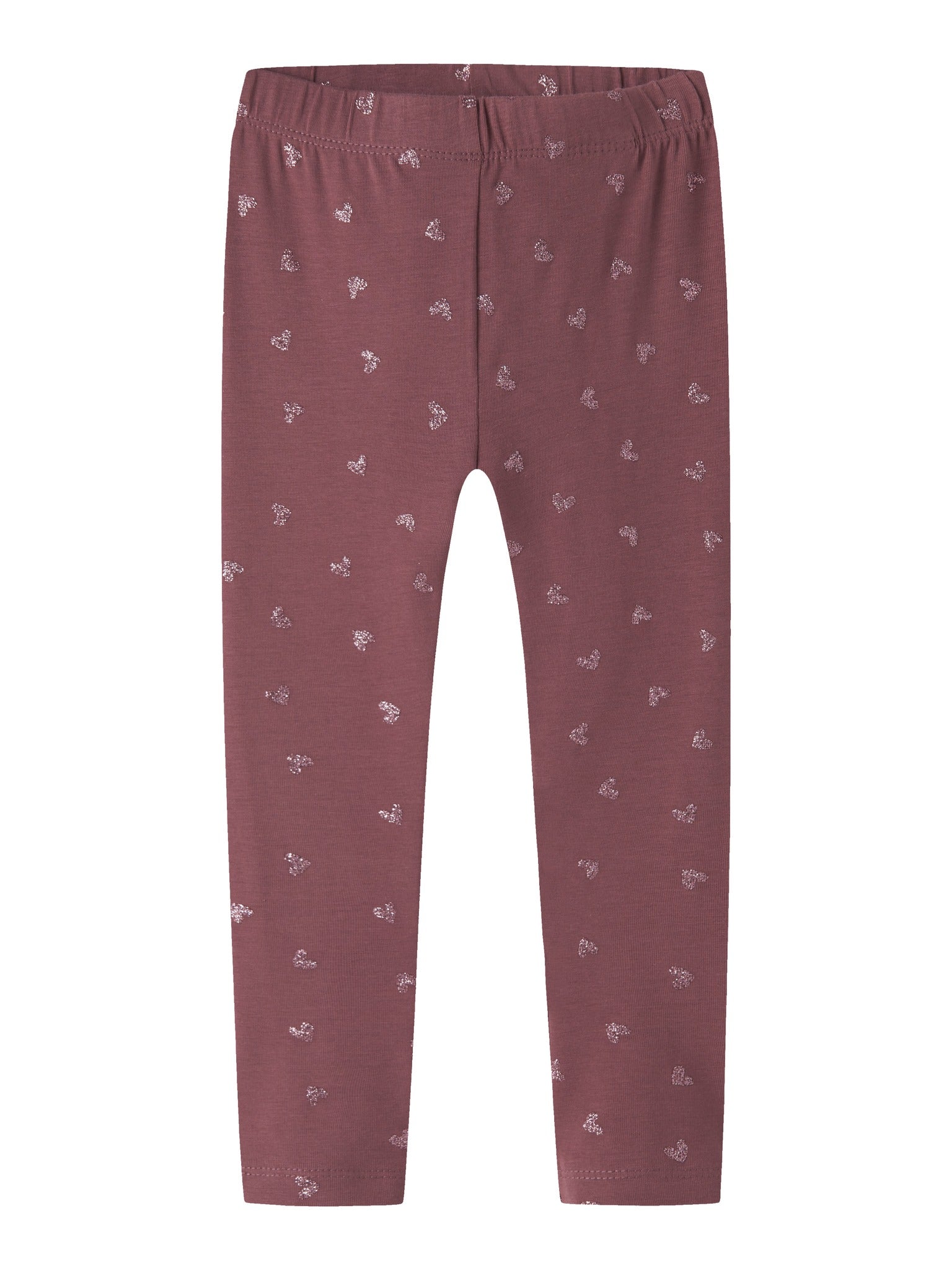 NAME IT Vivian GLITTER Leggings in Wild Ginger Pink Glitter Hearts front view