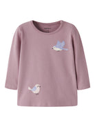 NAME IT Vubie Long Sleeve Top in Lilas Birds front view