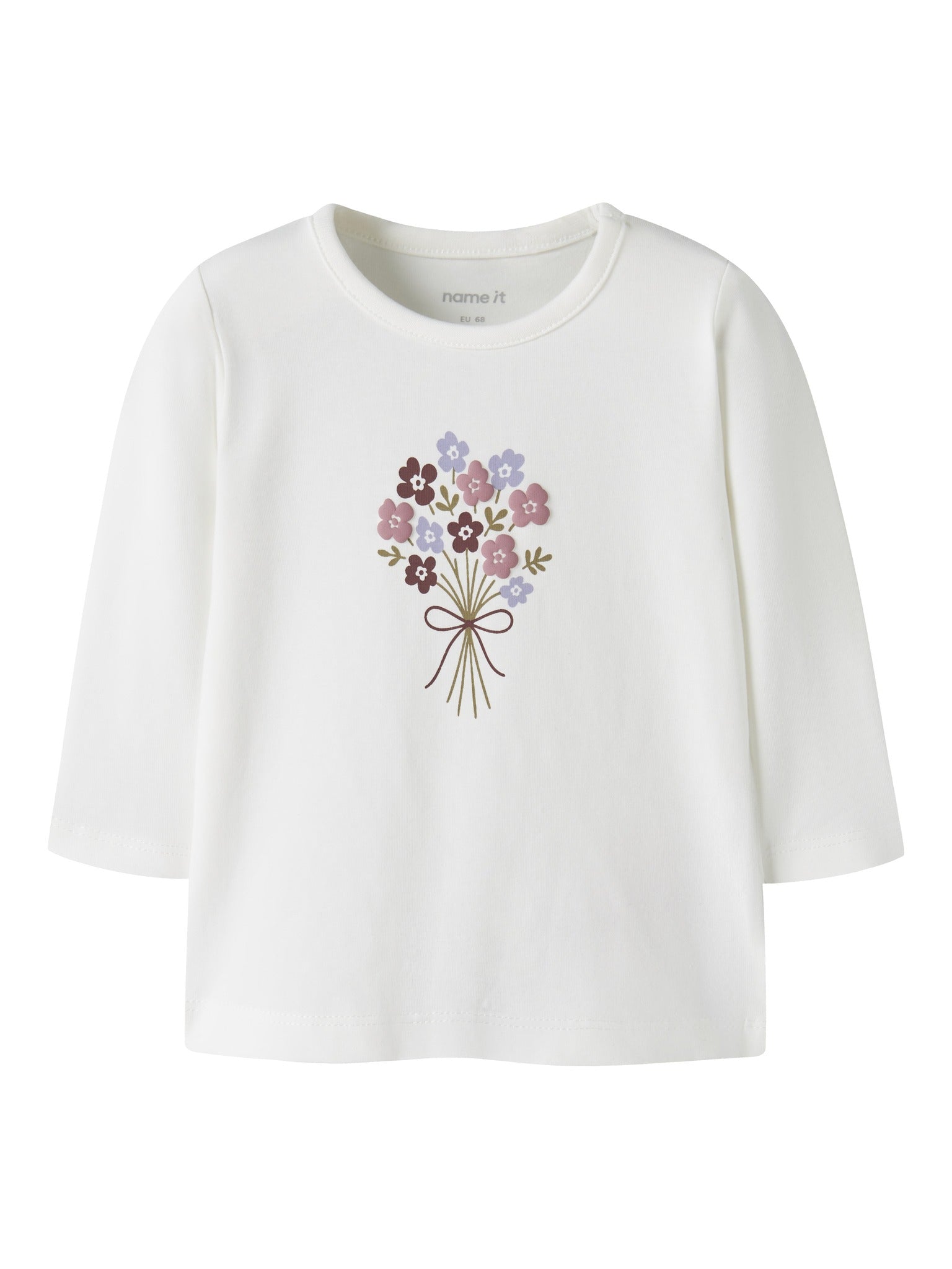 NAME IT Vubie Long Sleeve Top in Cloud Dancer Floral front view