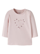 NAME IT Vubie Long Sleeve Top in Lotus Hearts front view