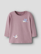 NAME IT Vubie Long Sleeve Top in Lilas Birds angled view