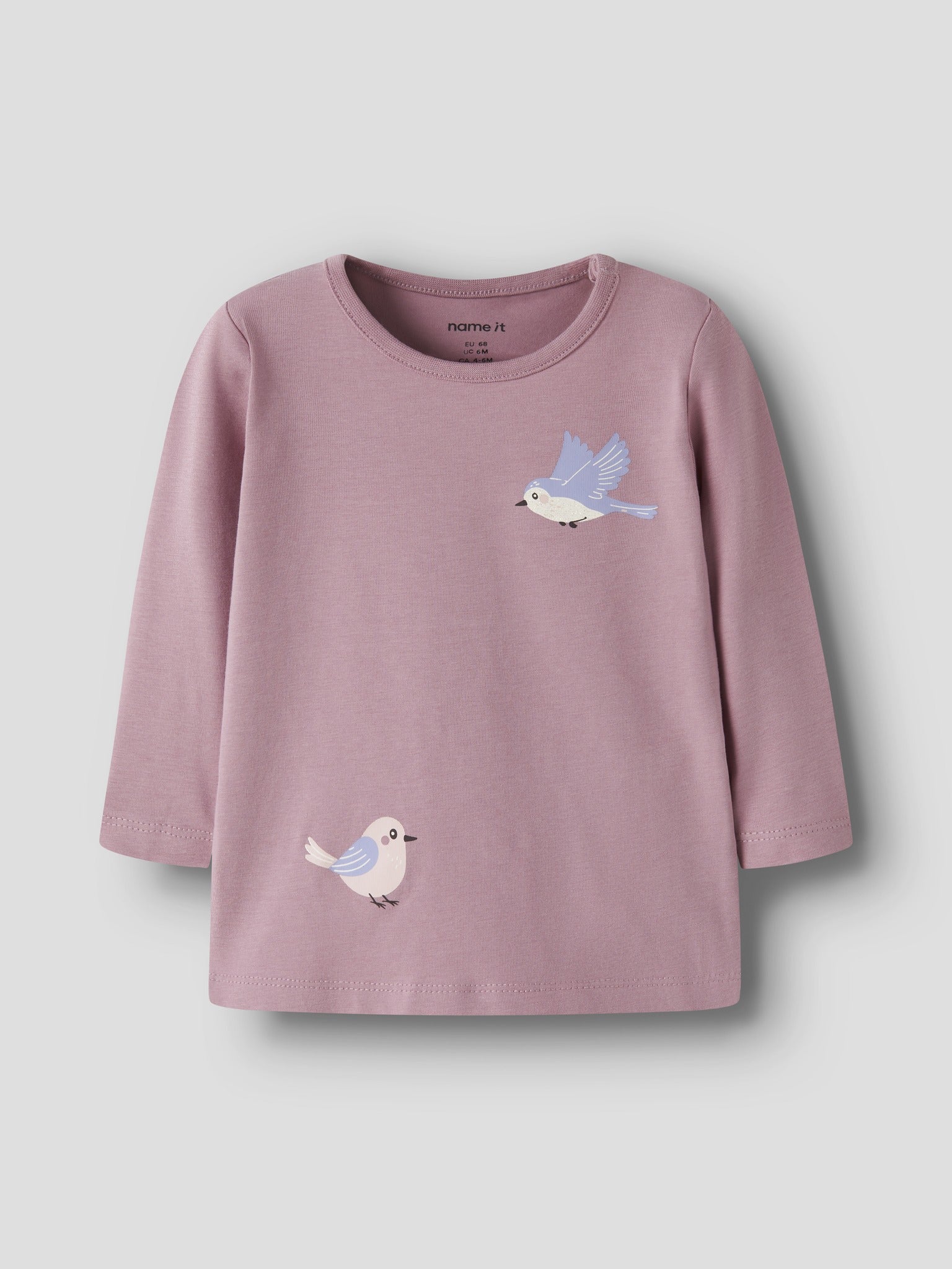 NAME IT Vubie Long Sleeve Top in Lilas Birds angled view