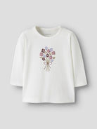 NAME IT Vubie Long Sleeve Top in Cloud Dancer Floral angled view