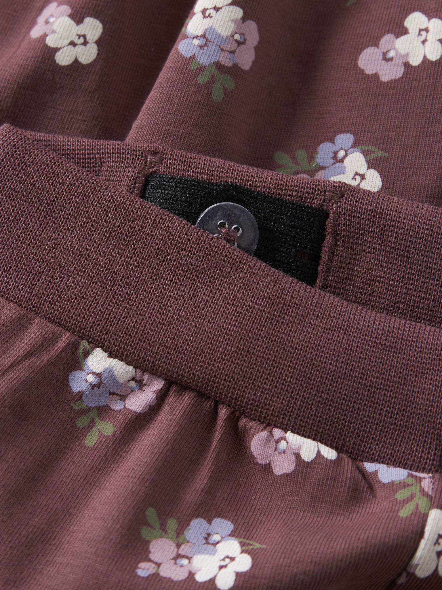 NAME IT Vandora Trousers in Wild Ginger Floral waistband detail