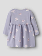 NAME IT Vandora Long Sleeve Dress in Heirloom Lilac Birds back view