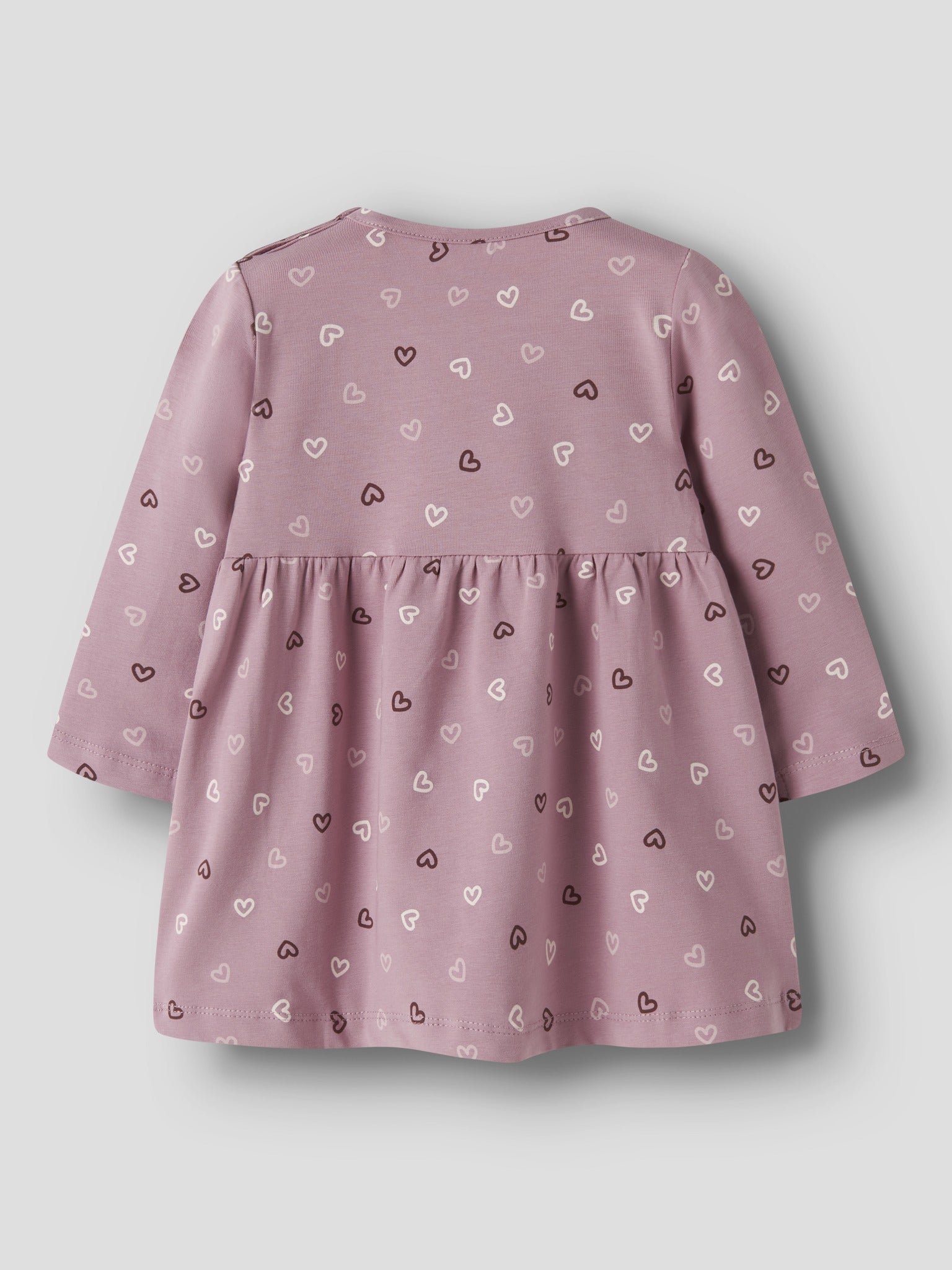 NAME IT Vandora Long Sleeve Dress in Lilas Hearts back view