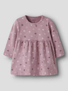 NAME IT Vandora Long Sleeve Dress in Lilas Hearts angled view