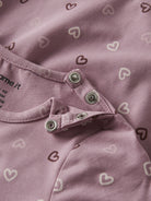 NAME IT Vandora Long Sleeve Dress in Lilas Hearts snap button placket detail