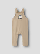 NAME IT Vonne Sweat Overall in Sesame Trucks front view with truck print