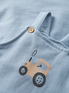 NAME IT Vonne Sweatshirt Overall in Ashley Blue button strap and print detail