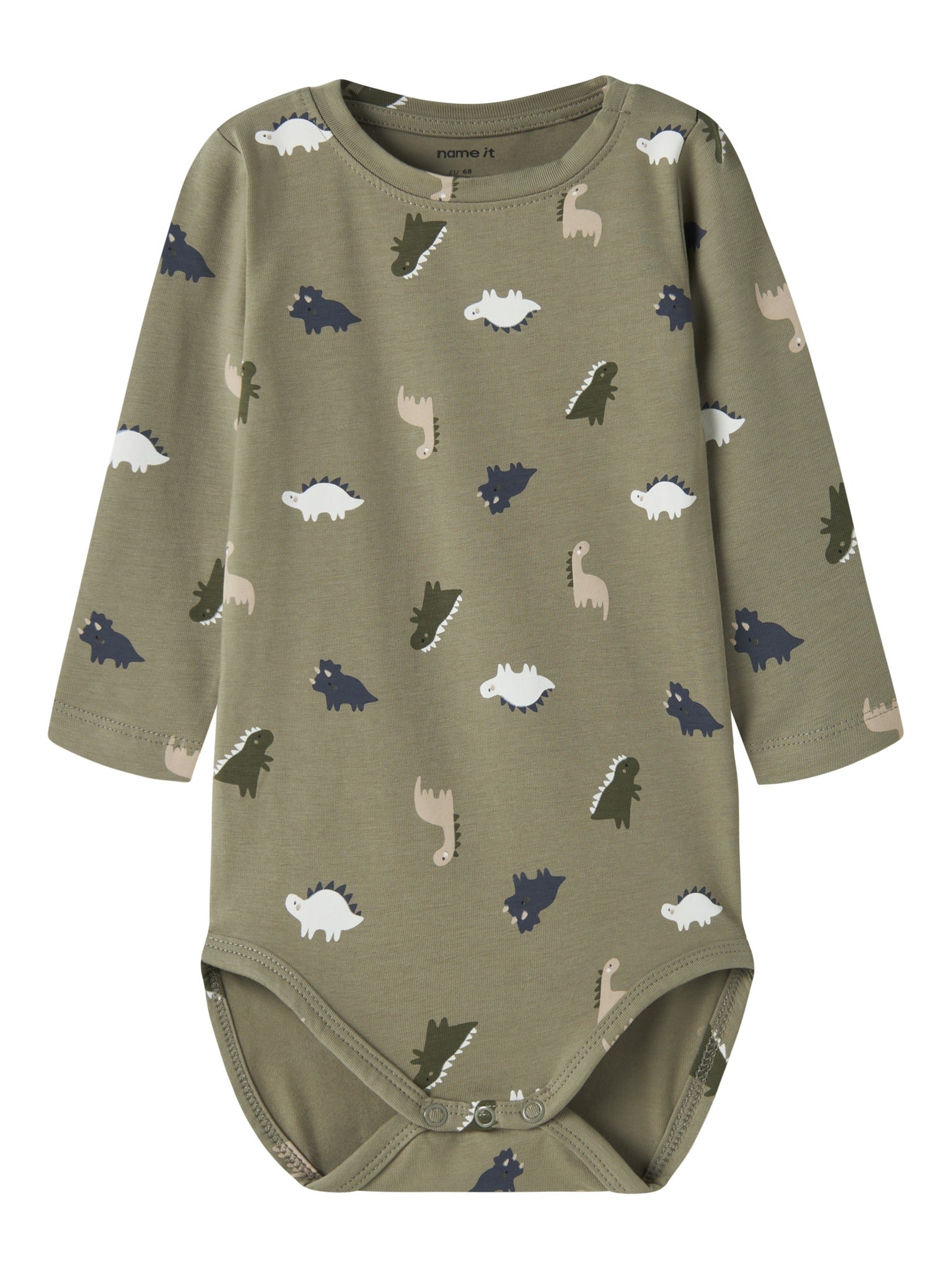 NAME IT Vroels Long Sleeve Bodysuit in Mermaid Dinos front view