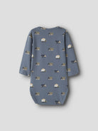 NAME IT Vroels Long Sleeve Bodysuit in Blue Mirage Trucks back view
