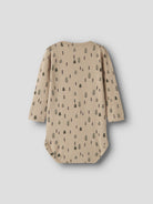 NAME IT Vroels Long Sleeve Bodysuit in Sesame Trees back view