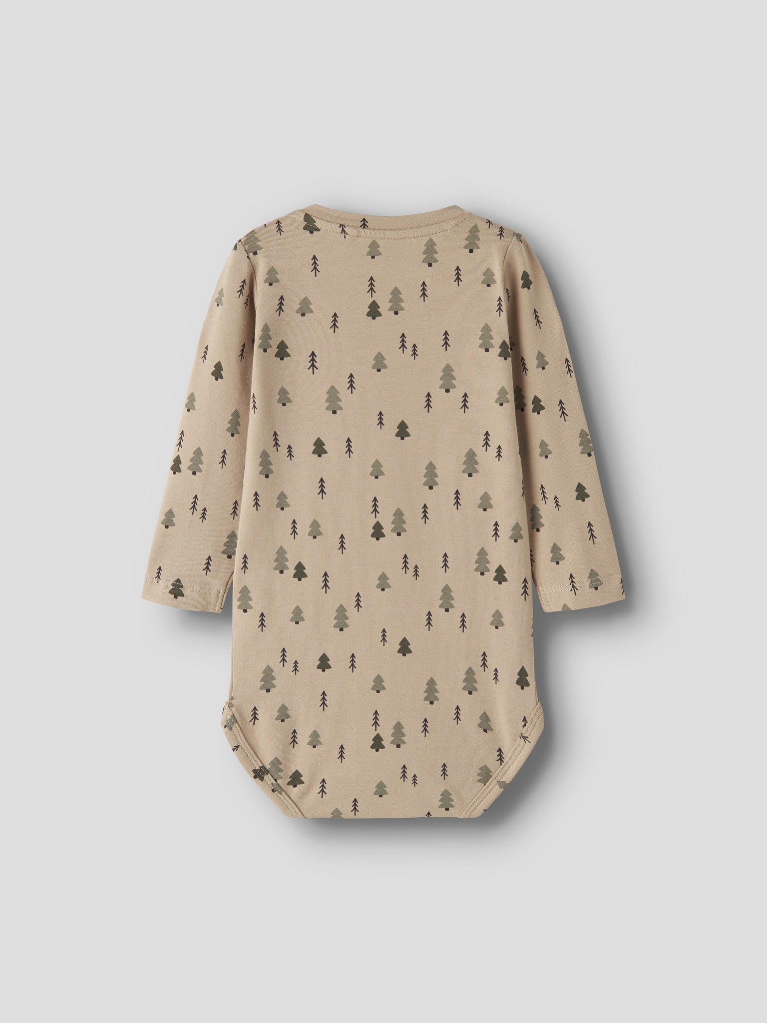 NAME IT Vroels Long Sleeve Bodysuit in Sesame Trees back view
