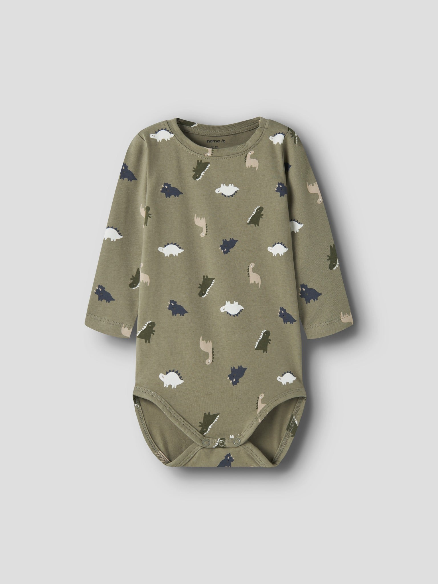 NAME IT Vroels Long Sleeve Bodysuit in Mermaid Dinos full front view