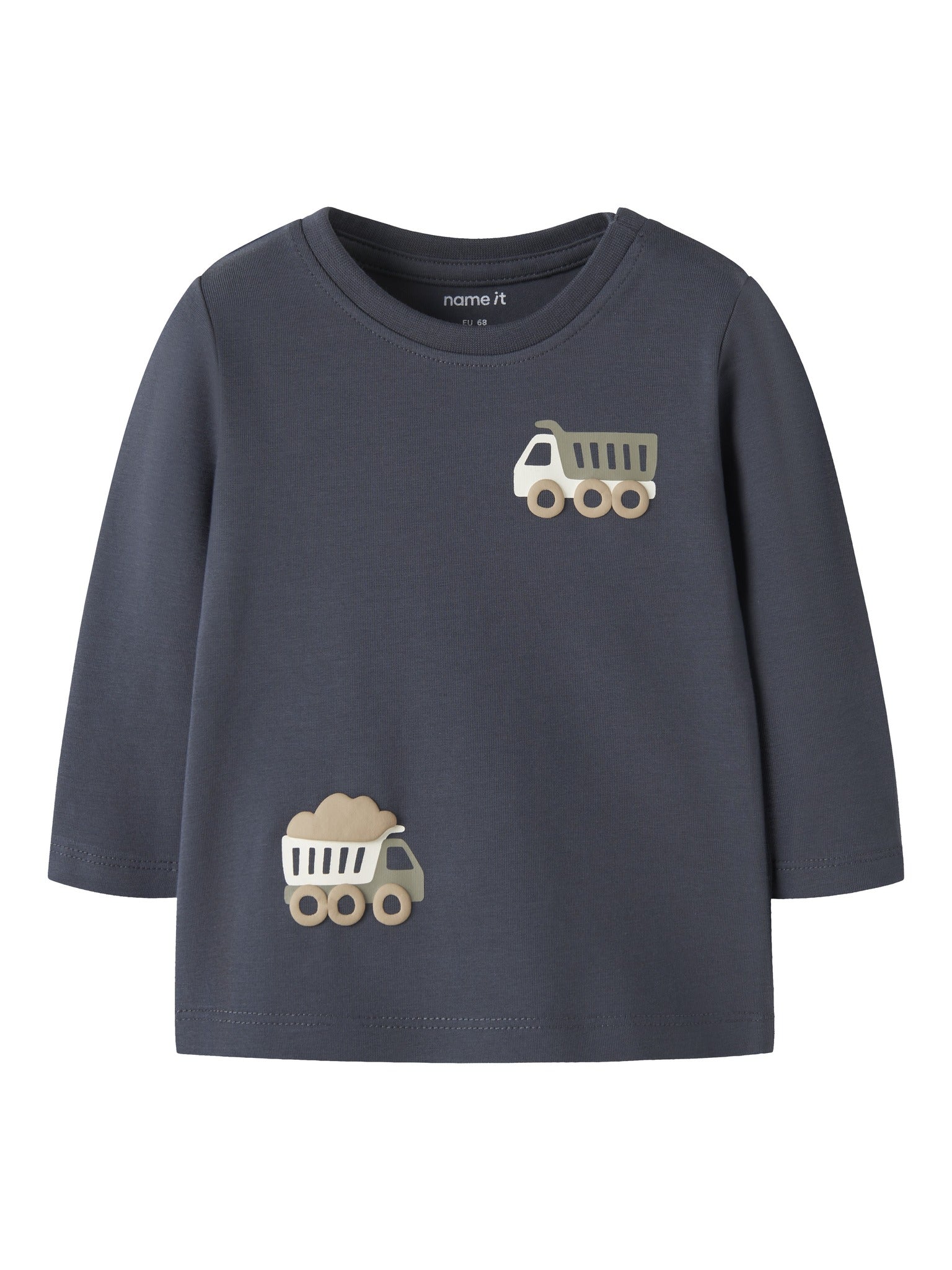 NAME IT Vacion Long Sleeve Top in Ombre Blue Trucks front view