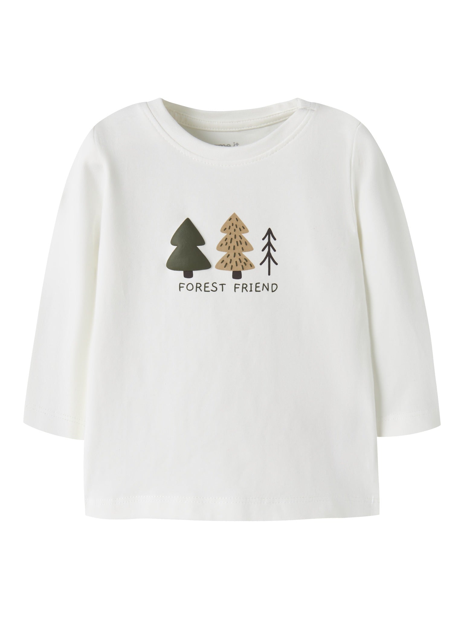 NAME IT Vacion Long Sleeve Top in Cloud Dancer Trees front view