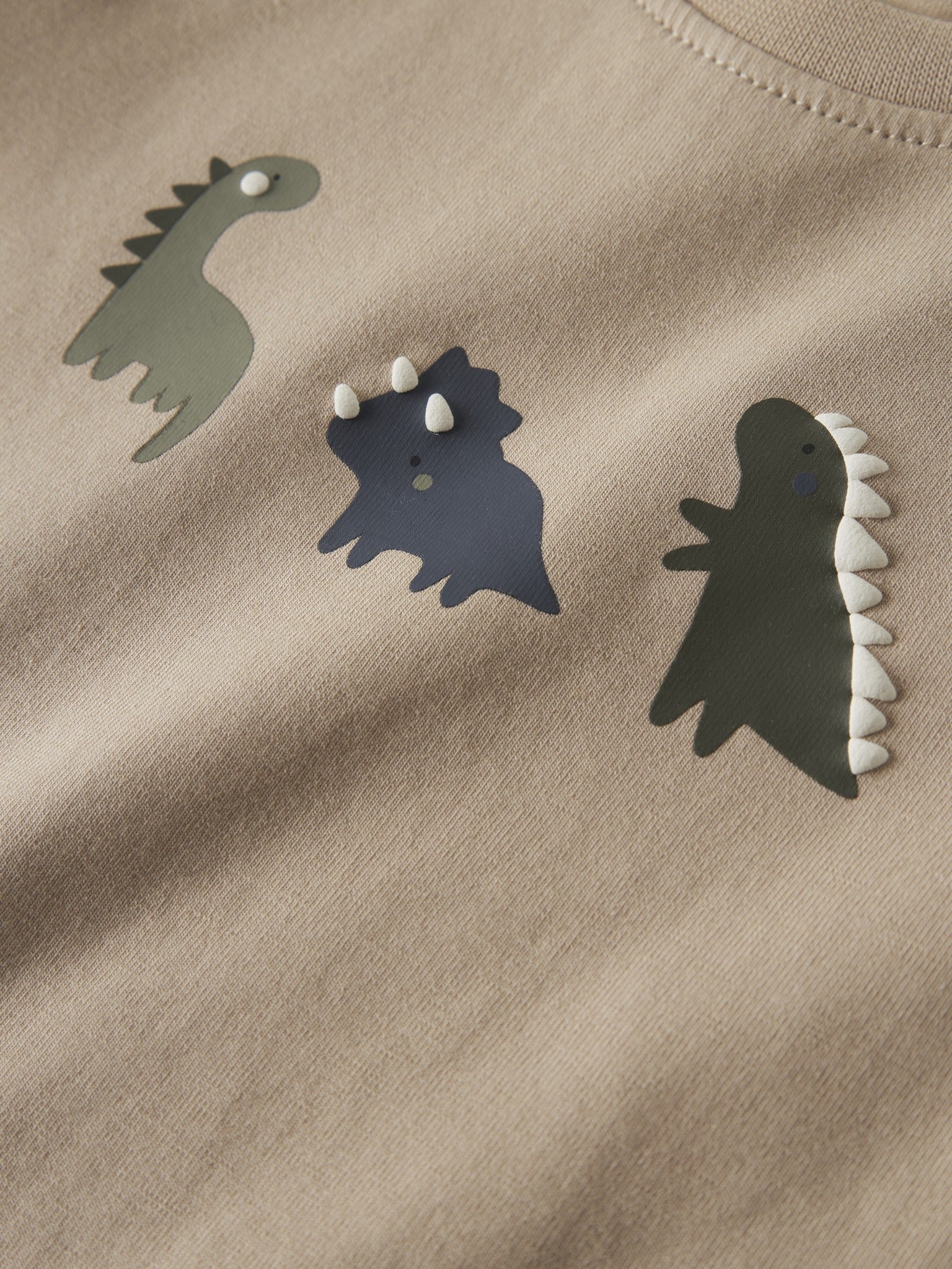 NAME IT Vacion Long Sleeve Top in Sesame Dinos dinosaur print detail