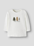 NAME IT Vacion Long Sleeve Top in Cloud Dancer Trees angled view