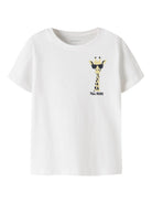 NAME IT Vux Short Sleeve Printed Tee Bright White Giraffe front view
