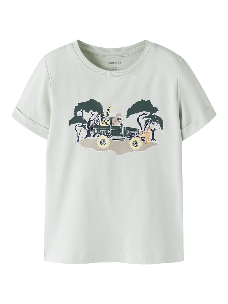 NAME IT Vux Short Sleeve Printed Tee Bright White Giraffe detail view