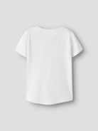 NAME IT Vix Short Sleeve Printed Top Bright White Flamingo Love side view