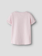 NAME IT Vix Short Sleeve Printed Top Bright White Flamingo Love close up view