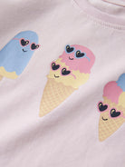 NAME IT Vix Short Sleeve Printed Top Bright White Flamingo Love full front view