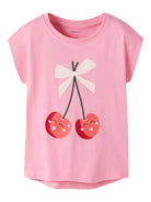 NAME IT Vigea Capsl Top Pink Drink Happy Cherries model front view