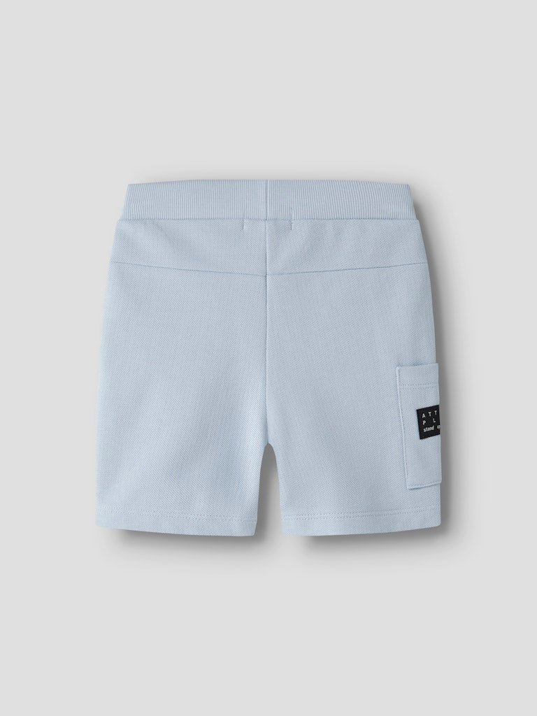 NAME IT Vivasse Long Sweat Shorts in Blue Fog back view