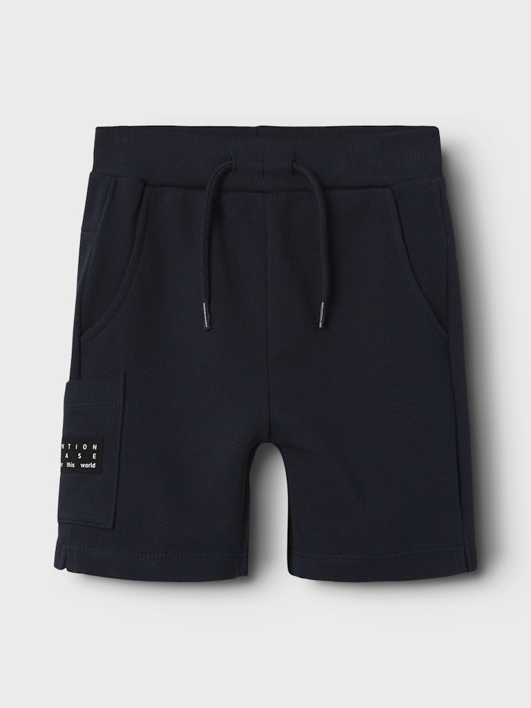 NAME IT Vivasse Long Sweat Shorts in Navy Blazer angled view