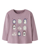 NAME IT Veen Long Sleeve Top in Lilas Hedgehogs front view