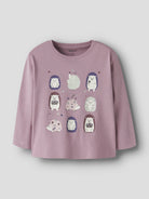 NAME IT Veen Long Sleeve Top in Lilas Hedgehogs angled view