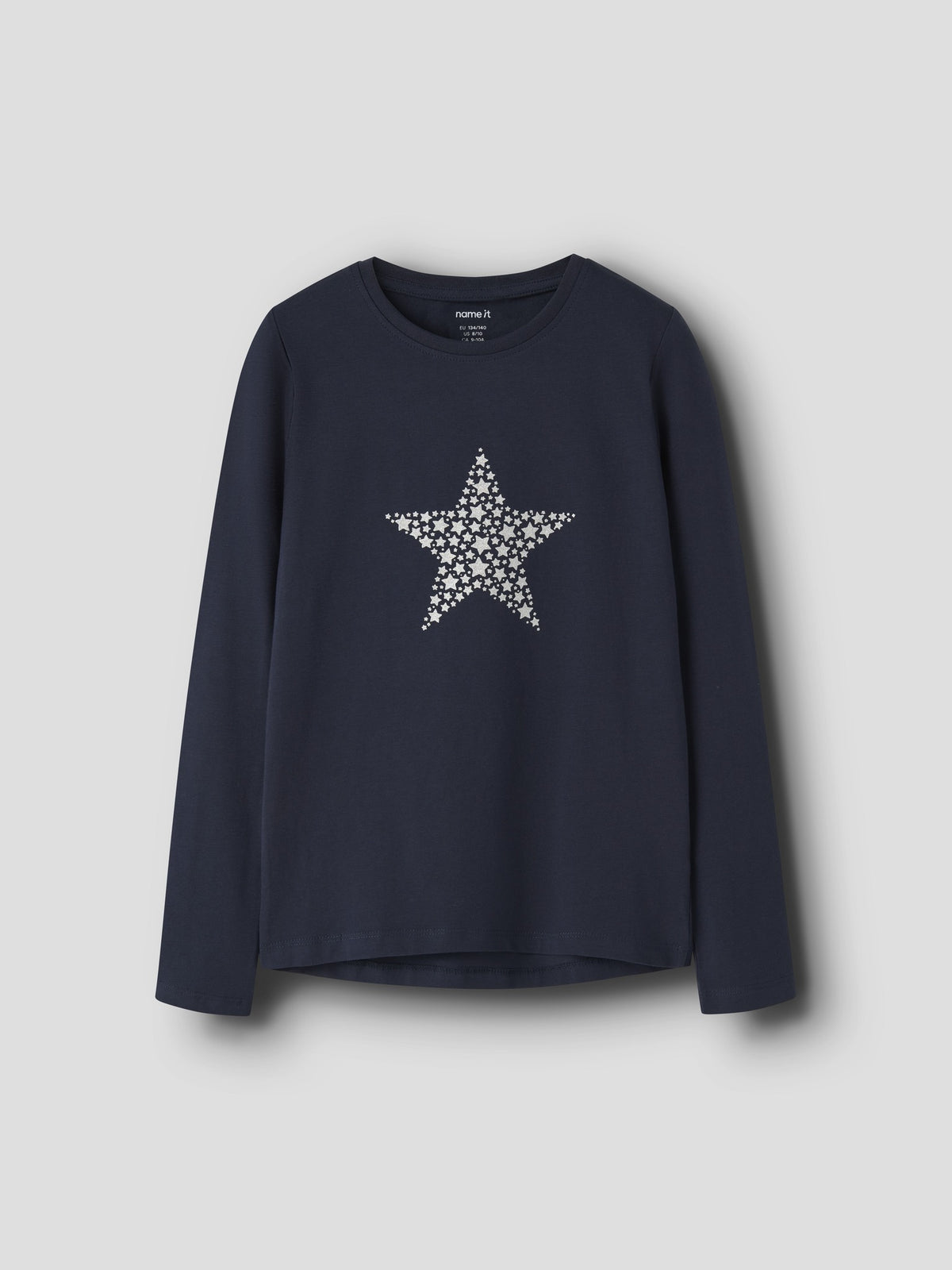 NAME IT Viparty Long Sleeve Top in Navy Blazer Stars front view