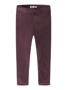 NAME IT Veloa Girls’ Ribbed Velour Leggings in Catawba Grape, front view