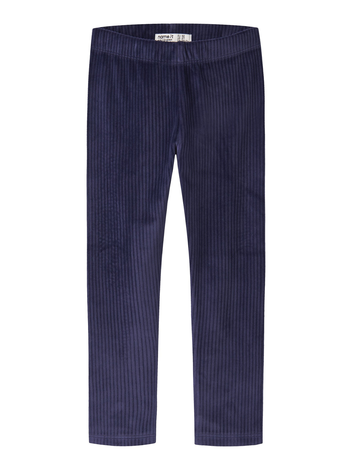 NAME IT Veloa Girls’ Ribbed Velour Leggings in Evening Blue, front view