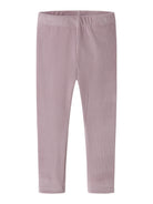 NAME IT Veloa Girls’ Ribbed Velour Leggings in Mauve Shadows, front view