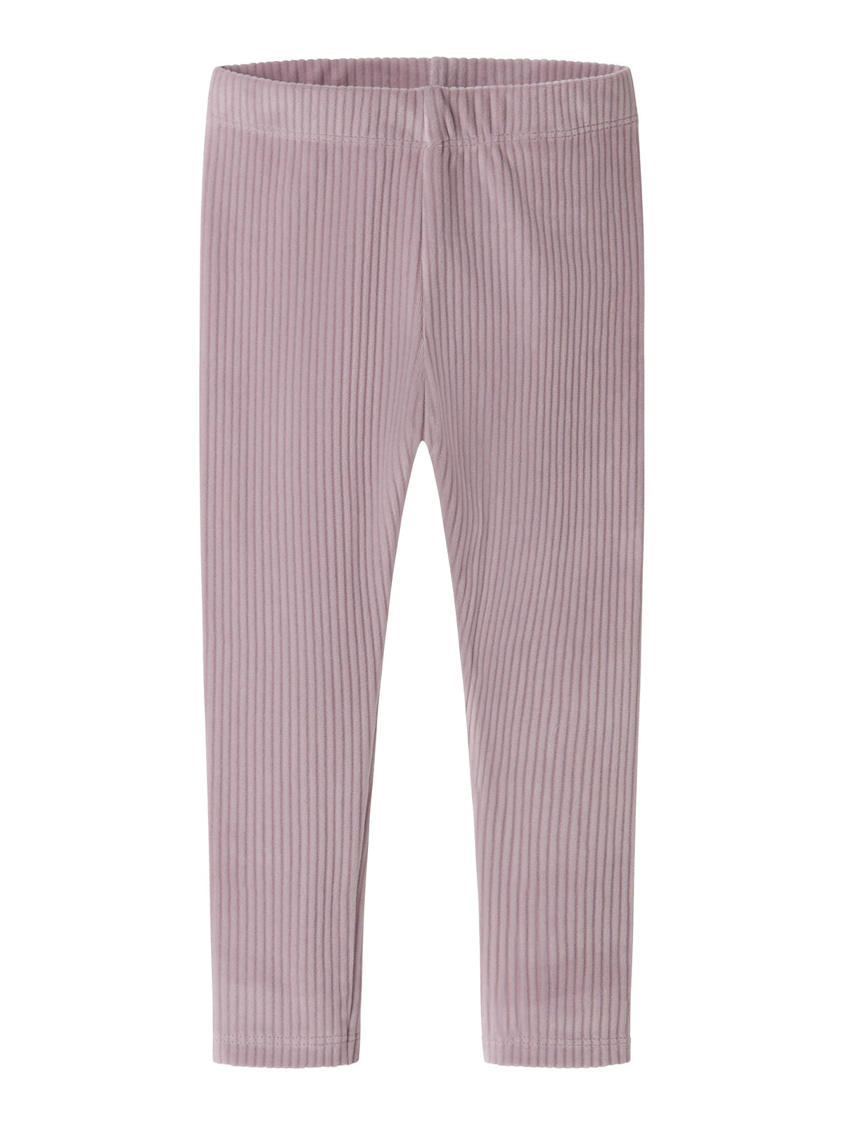 NAME IT Veloa Girls’ Ribbed Velour Leggings in Mauve Shadows, front view