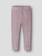 NAME IT Veloa Girls’ Ribbed Velour Leggings in Mauve Shadows, ribbed velour fabric and waistband detail