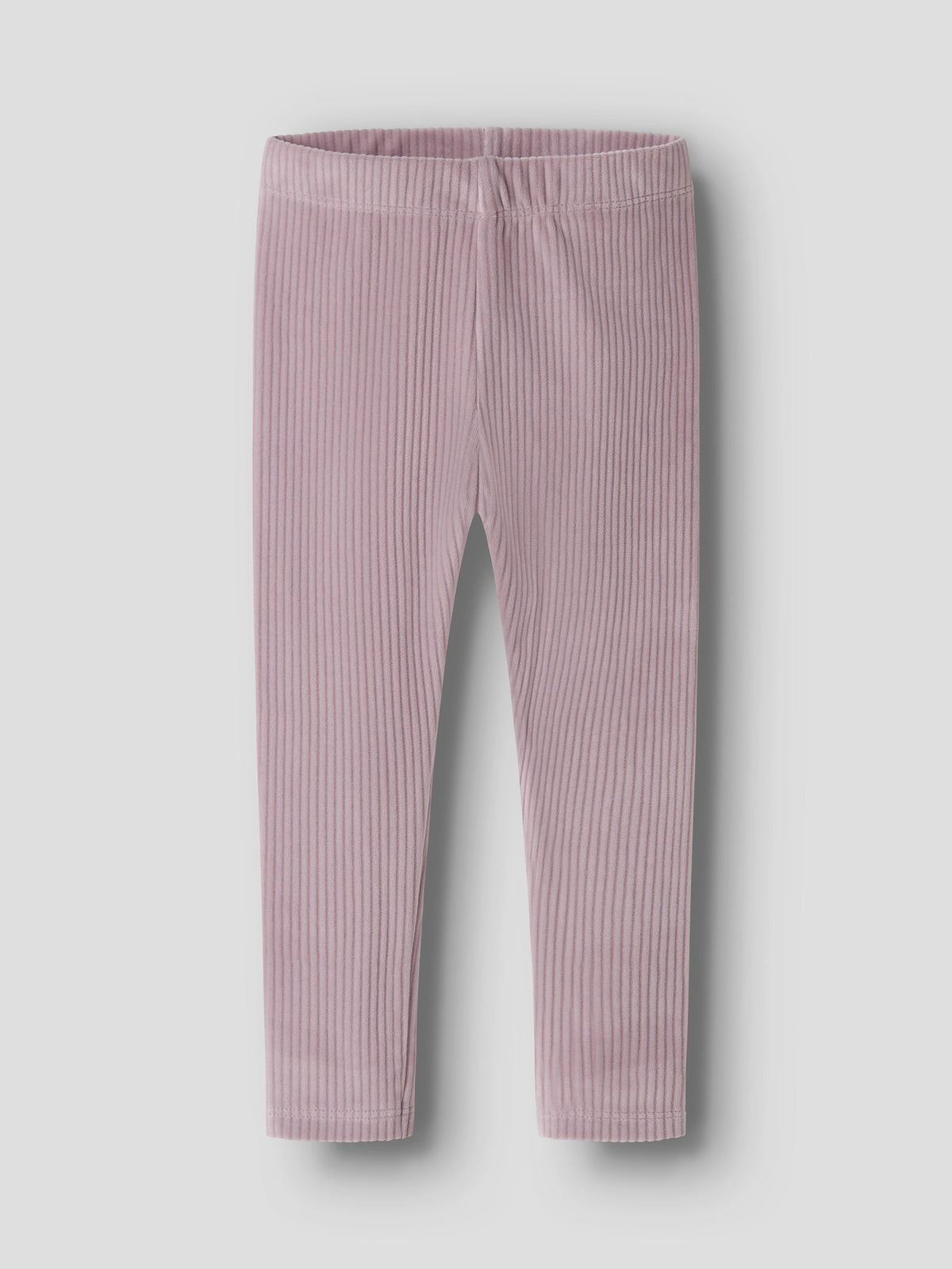NAME IT Veloa Girls’ Ribbed Velour Leggings in Mauve Shadows, ribbed velour fabric and waistband detail